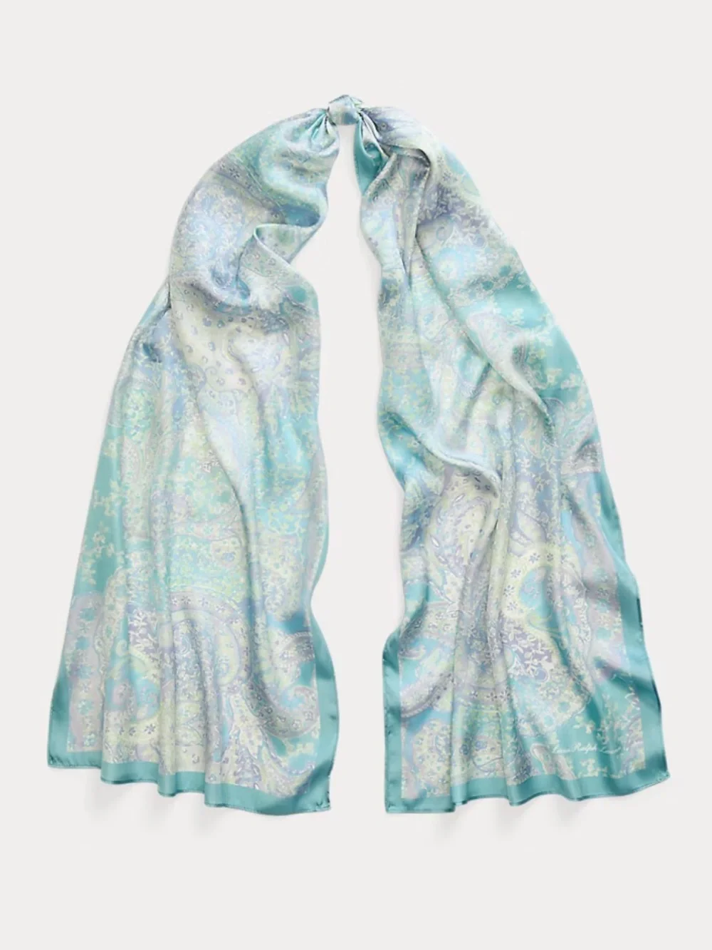 Lauren Ralph Lauren Silk Twill Paisley Wrap Scarf Shawl Logo One Size